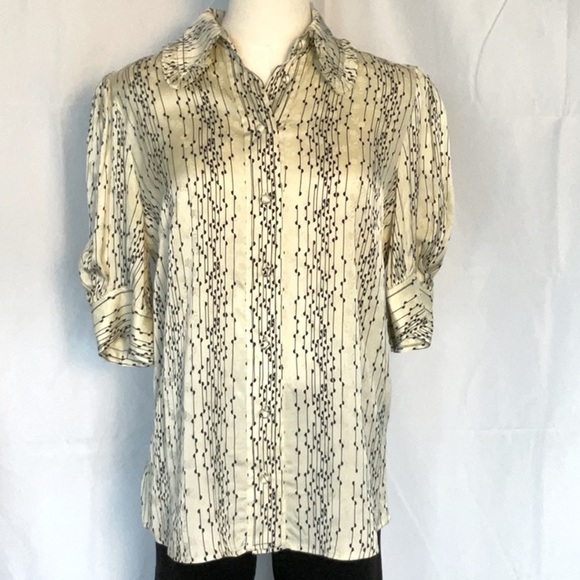 Sandro Shir printed blouse in ecru & black size 1 (US size 4) - Picture 1 of 10